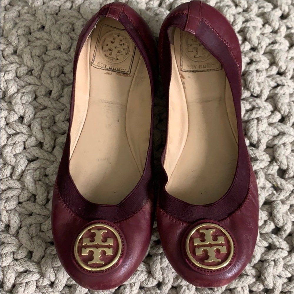 Tory Burch Maroon Caroline Flats - 8.5M